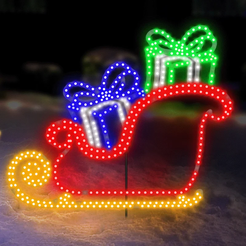 24" Hi-Vibrant LED Sleigh with Presents Christmas Decoration