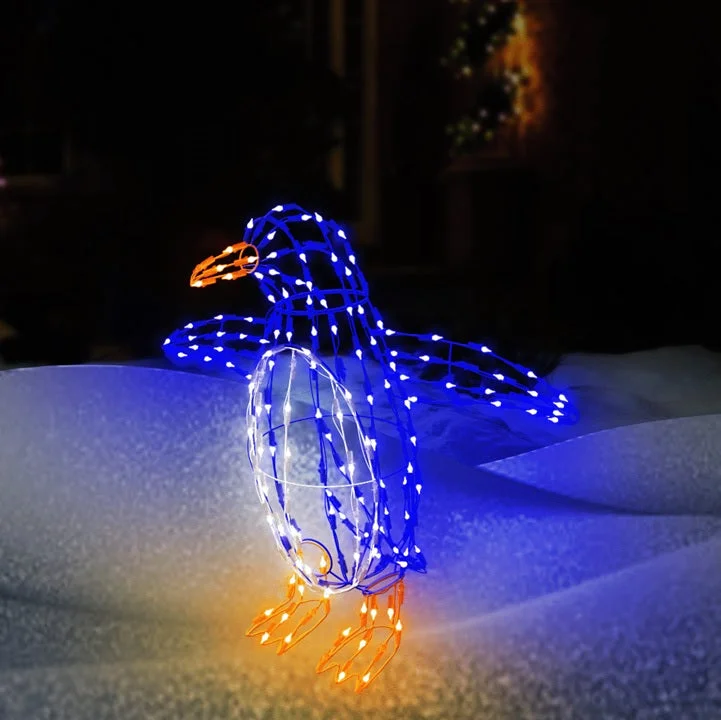 26" Twinkling LED Happy Penguin Outdoor Wire Sculpture