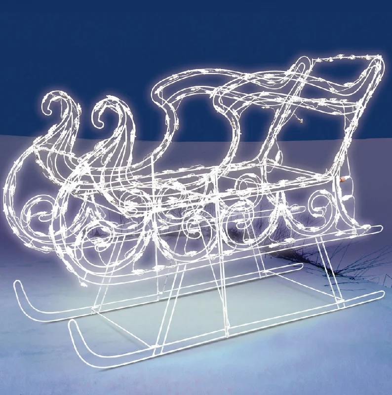 34" Pure White Twinkling C4 LED Classic Sleigh Outdoor Sculpture