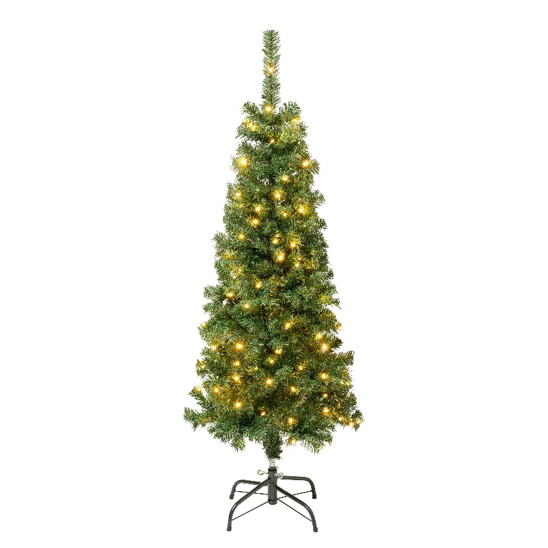 4.5 ft. Pre-lit Linden Spruce Wrapped Tree with Warm White LED Lights