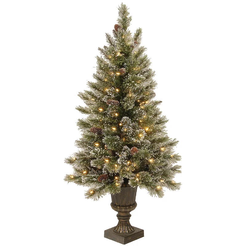 4 ft. Pre-Lit Glittery Bristle Tree with Clear Lights