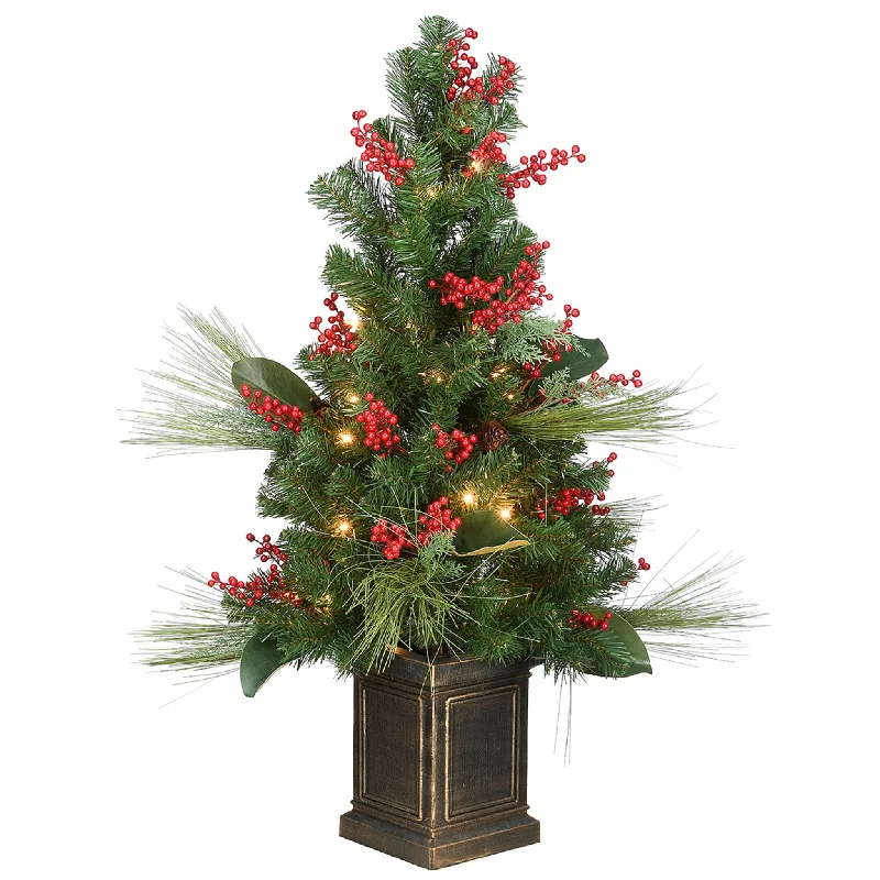 40 in. Pre-Lit Decorative Collection Magnolia Tree with Clear Lights