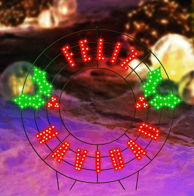 40" Feliz Navidad LED Yard Wreath