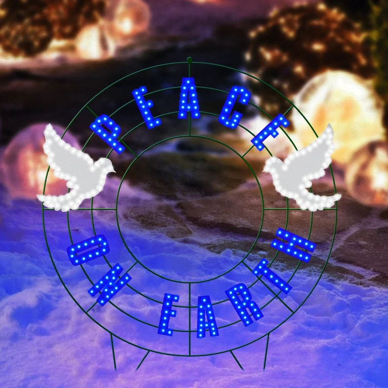 40" Peace on Earth LED Yard Wreath