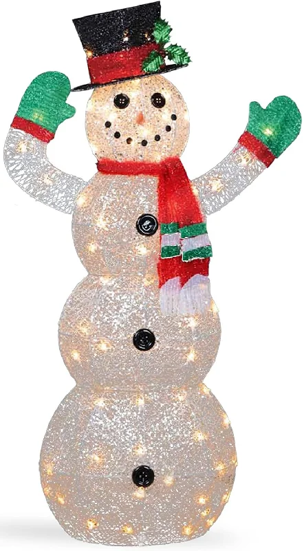 48" Crystal Snowman Sculpture with 70 Clear LED Lights