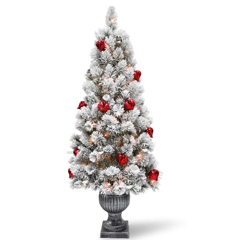 5 ft. Pre-Lit Snowy Bristle Pine Tree with Clear Lights