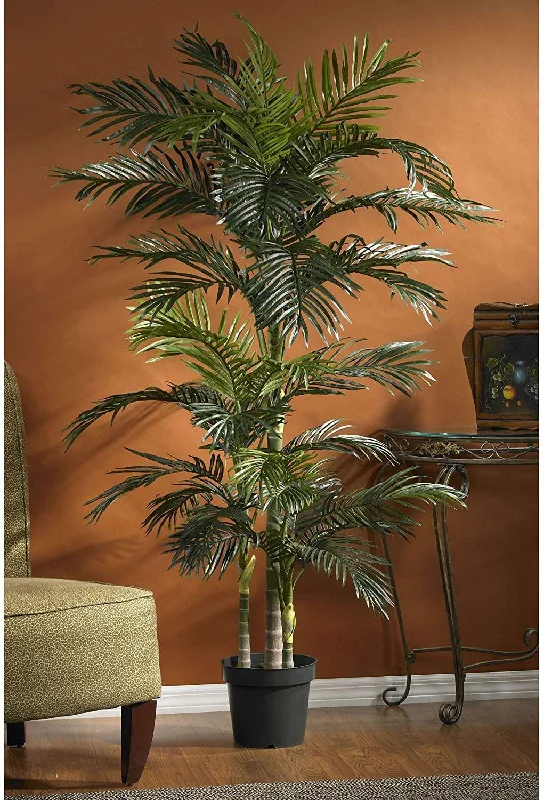 5289 6.5ft. Golden Cane Palm Silk Tree,Green Nearly Natural