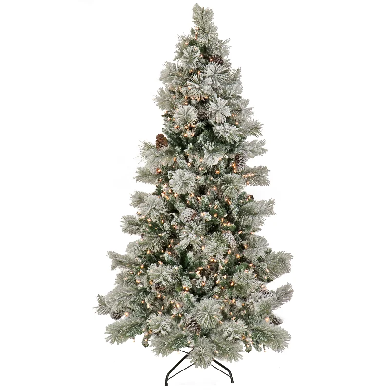 6.5 ft. Pre-Lit Snowy Yorkshire Tree with Clear Incandescent Lights