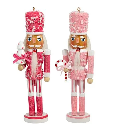 6" Pink Nutcracker Ornament Assorted Set of 2