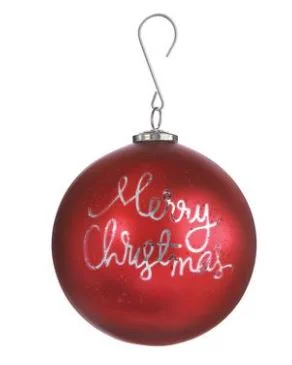 6" Red 'Merry Christmas' Ball Ornament Set Of 2