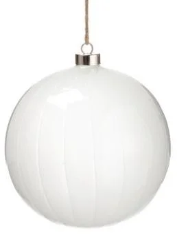 6" White Glass Ball Ornament Matte Set Of 4