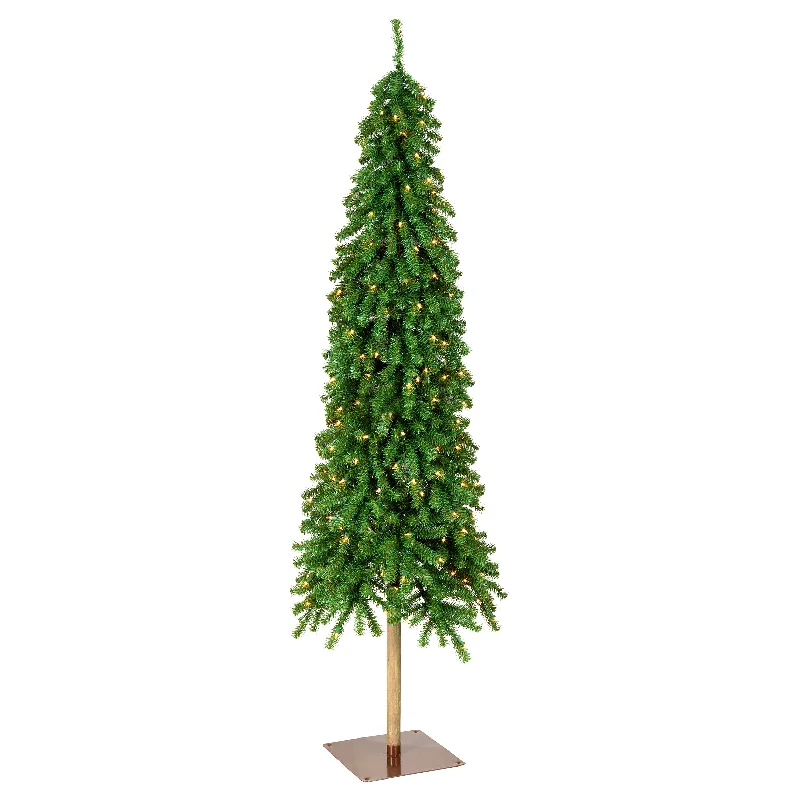 6.5 ft. Pre-Lit Snowy Grand Alpine Pencil Slim Tree with Clear Lights