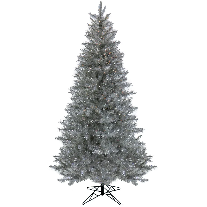 7.5 ft. Pre-Lit Christmas Crystal Pine Silver Metallic Tree