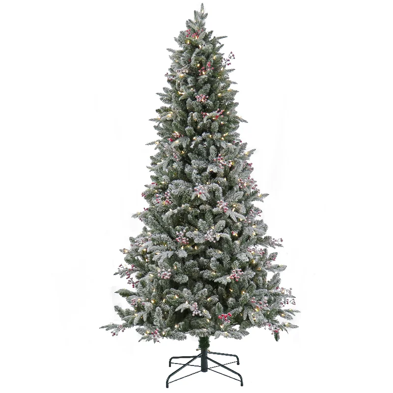 7.5 ft. Pre-Lit Snowy Poechmann Fir Tree with LED Lights