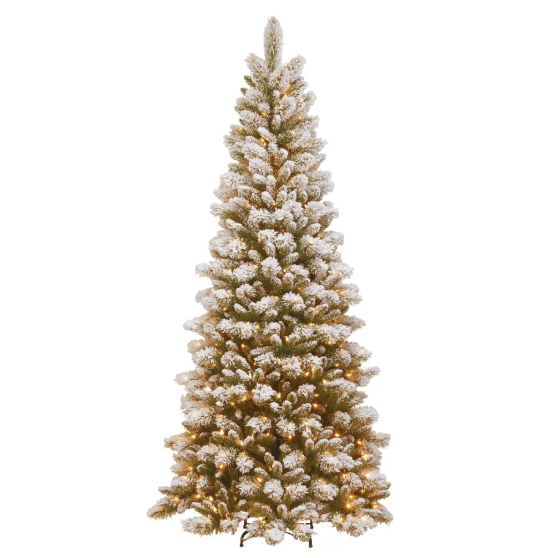 7.5 ft. Pre-Lit Snowy Westwood Pine Slim Tree with Clear Lights