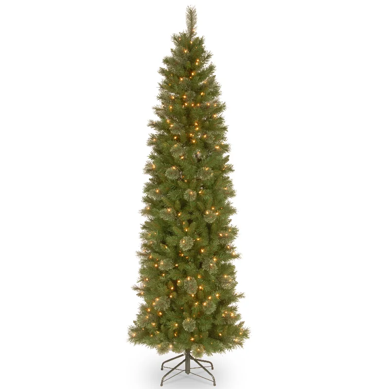 7.5 ft. Pre-Lit Tacoma Pine Pencil Slim Tree with Clear Lights