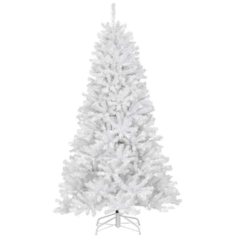 7 ft. Pre-Lit North Valley Spruce White Tree with Clear Lights