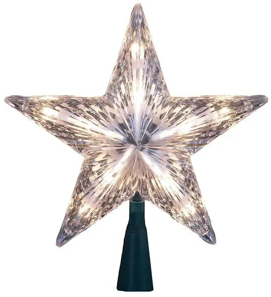 7" 5-Point Clear Lighted Star Tree Topper