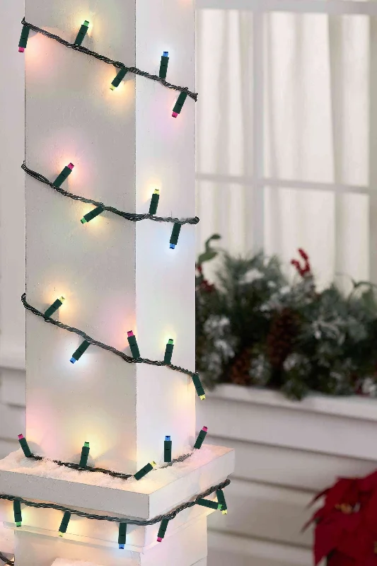 70 LED Indoor/Outdoor Wide Angle 5MM LED Green Cable Christmas String Lights - Multicolor