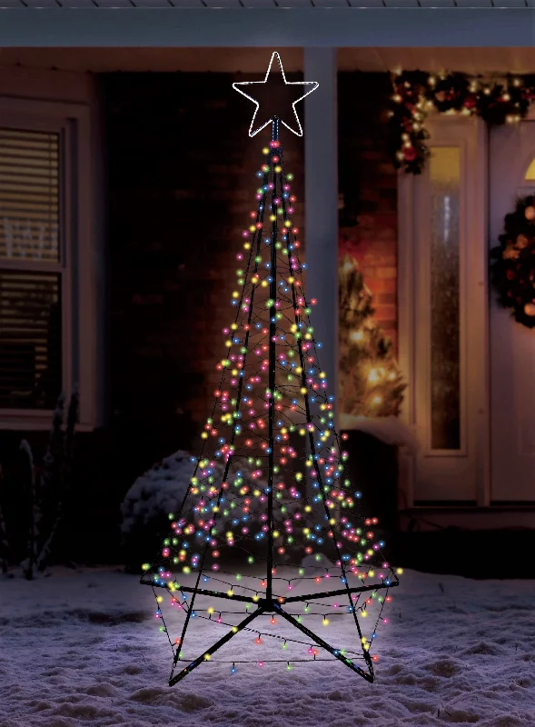 7' LED Spire Tree with Star Yard Art Decoration