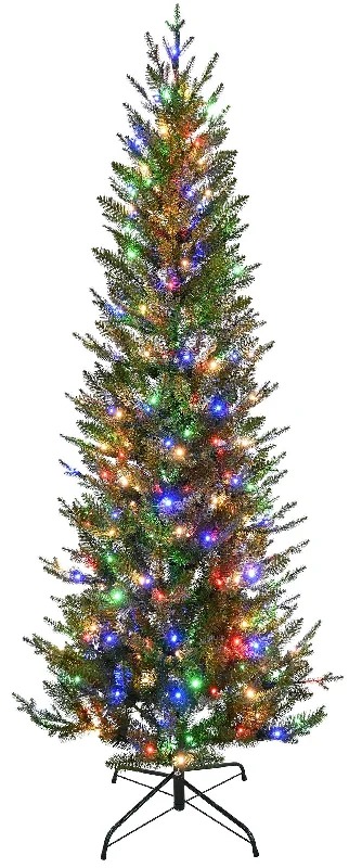 7' Plymouth Fir Power Pole Artificial Christmas Tree with Color-Changing LED Lights