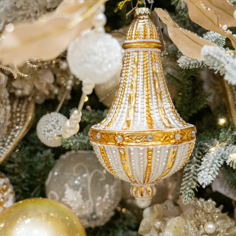 8" Gold Chandelier Glass Ornament