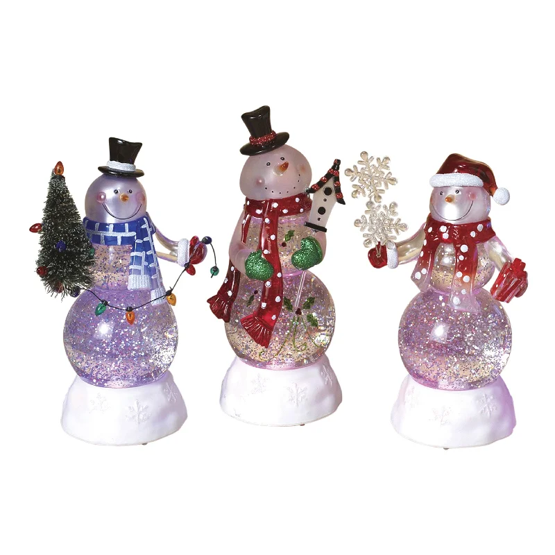 8.75" Battery-Operated LED Snowman Water Globes