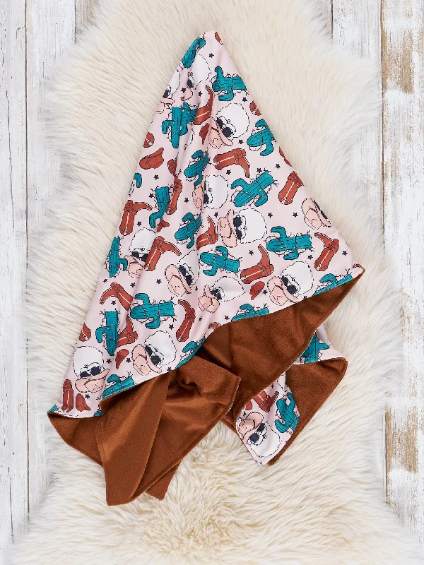 Bronze & Green Cowboy Santa Minky Blanket