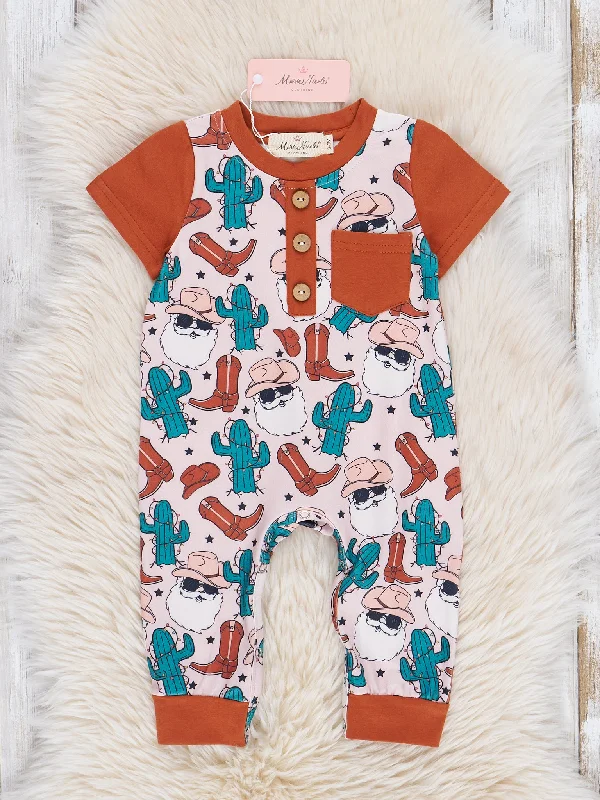 Bronze & Green Cowboy Santa Romper