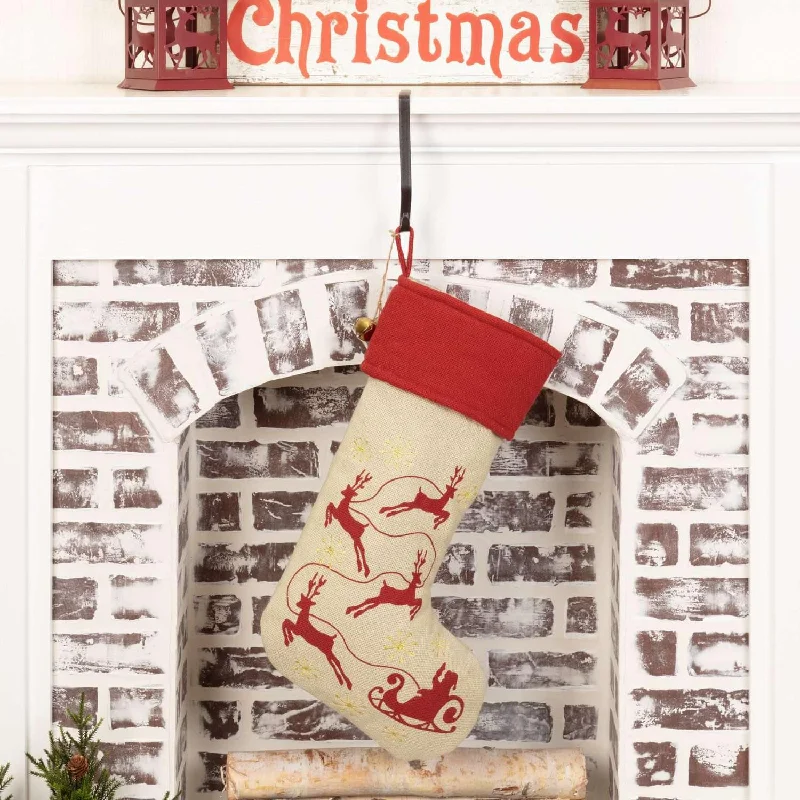 Burlap Santa Stocking 12x20 VHC Brands