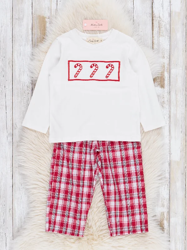 Candy Cane Plaid Smocked Outfit