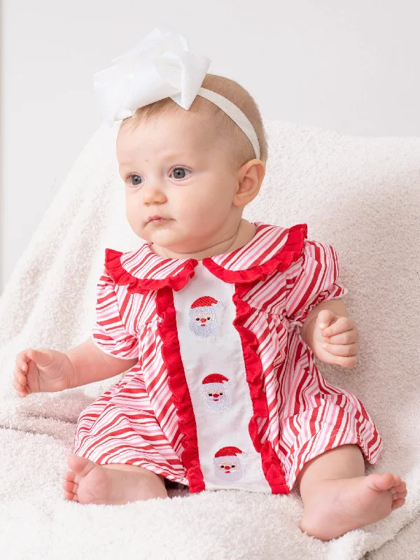 Candy Cane Stripe Embroidered Santa Bloomer Outfit