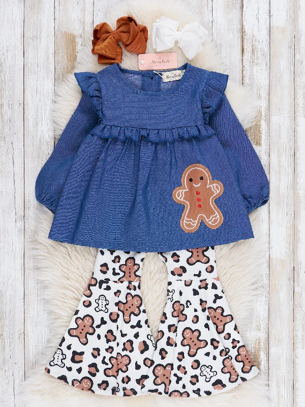 Chambray Gingerbread Bell Bottom Outfit