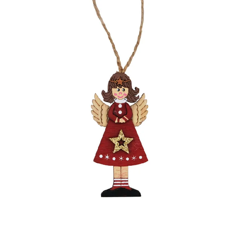 CHRISTMAS ANGEL - CHRISTMAS TREE DECORATION - RED WOOD