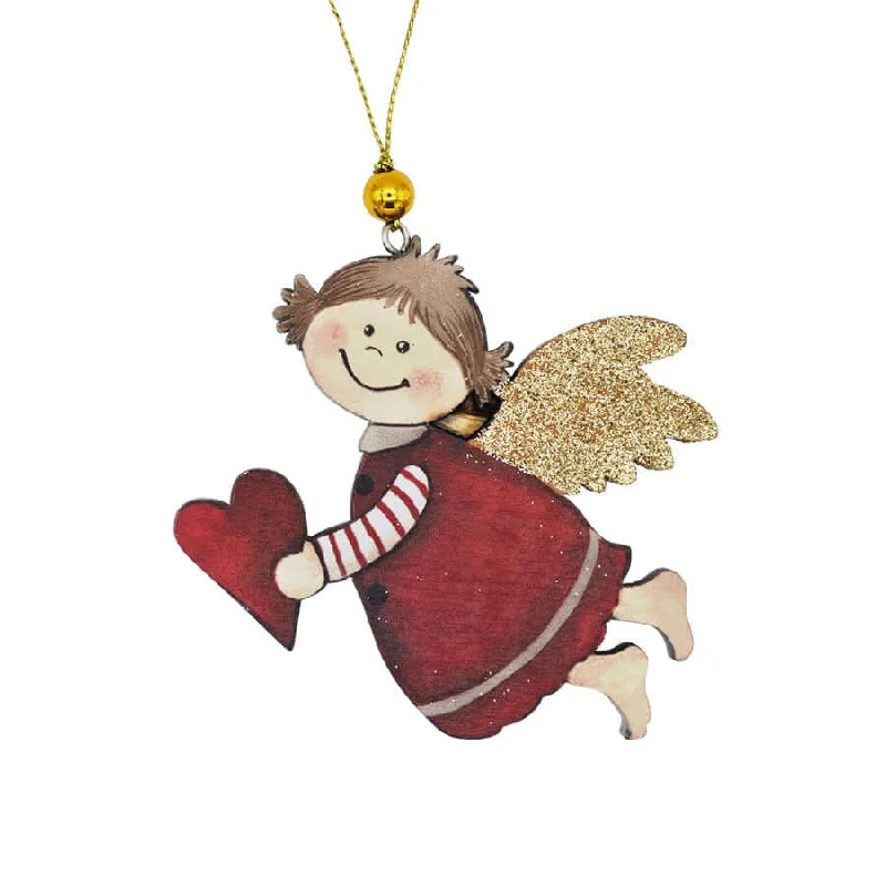 CHRISTMAS ANGEL - CHRISTMAS TREE DECORATION - RED WOOD