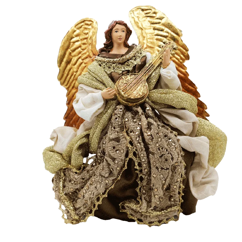 CHRISTMAS ANGEL WITH LUTE - CHRISTMAS TREE DECORATION - RESIN