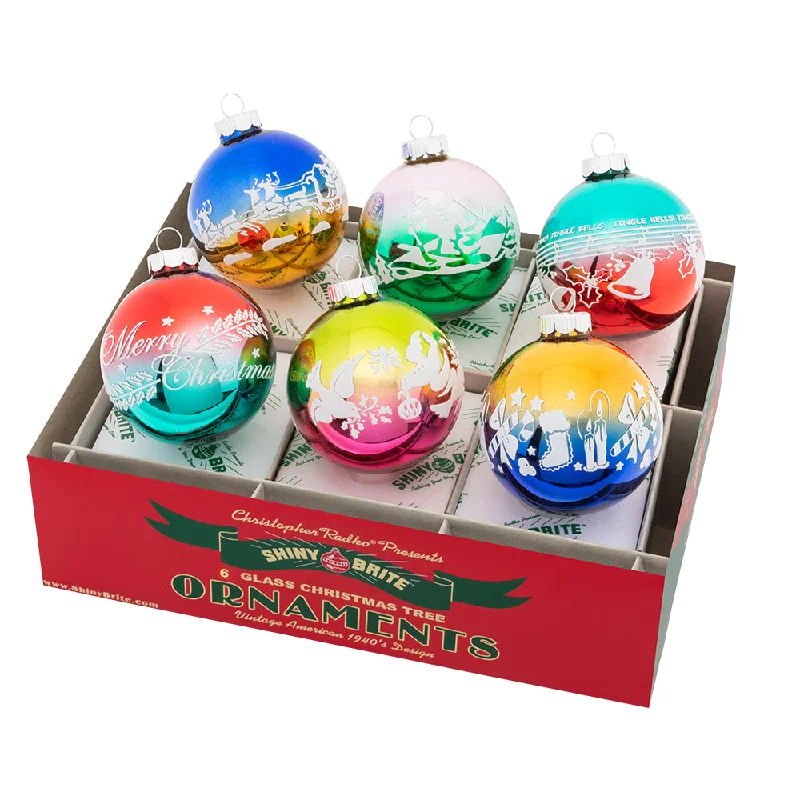 Christmas Confetti 6 Count 3.25" Signature Flocked Rounds