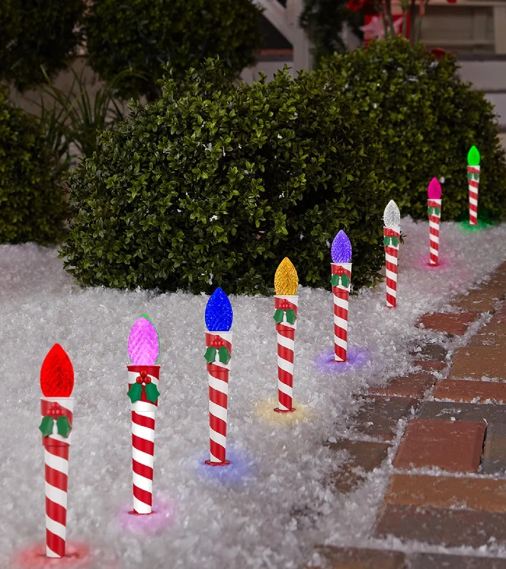 ColorMotion™ Deluxe Candy-Striped Pathway Stakes (Multicolor)