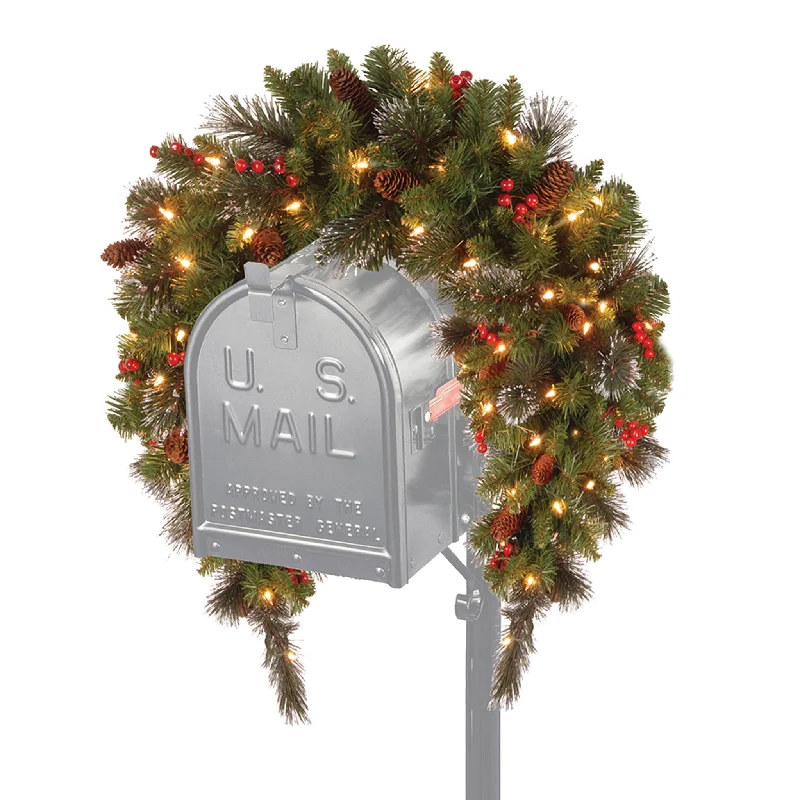 36 in. Pre-Lit  Crestwood Spruce Mailbox Swag with LED Lights