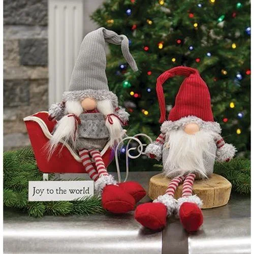 Dangle Leg Plush Mr./Mrs. Santa Gnome Set of 2