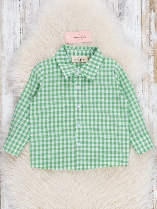 Evergreen Gingham Button-Up