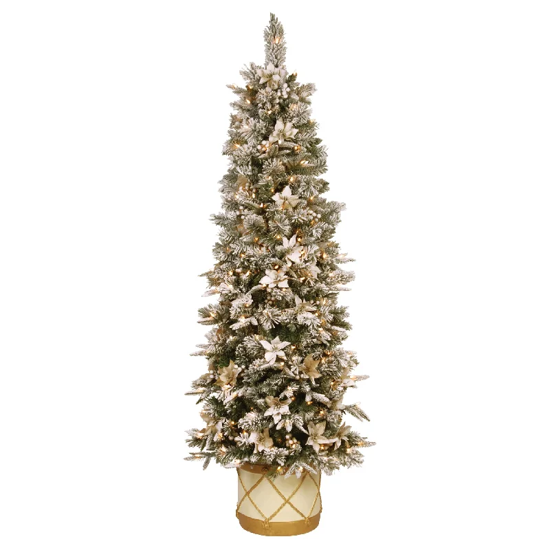 6 ft. Pre-Lit Frosted Colonial Slim Half Tree with Clear Lights