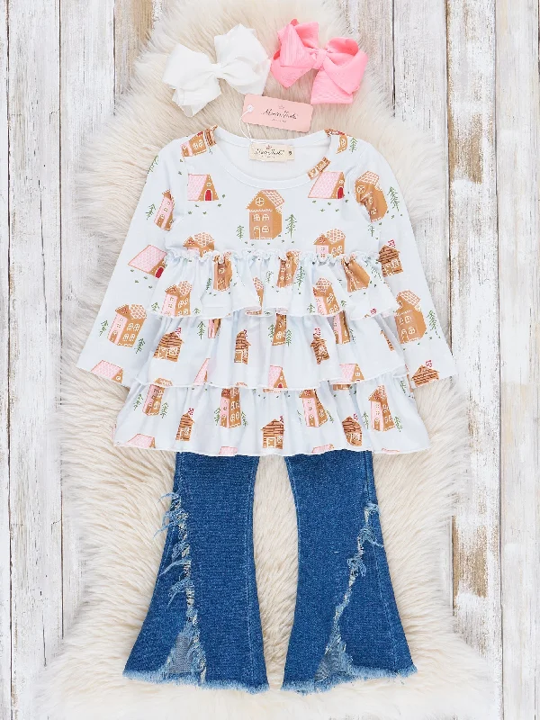 Gingerbread House Denim Bell Bottoms Outfit