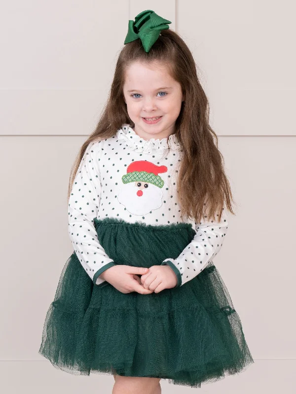 Green Embroidered Santa Tulle Dress