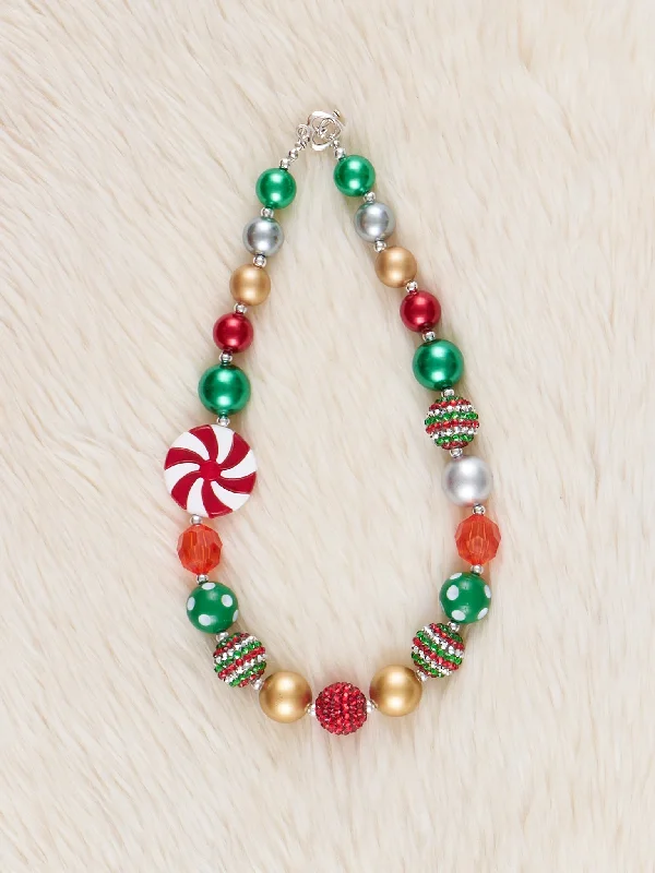 Green Peppermint Swirl Bubblegum Necklace