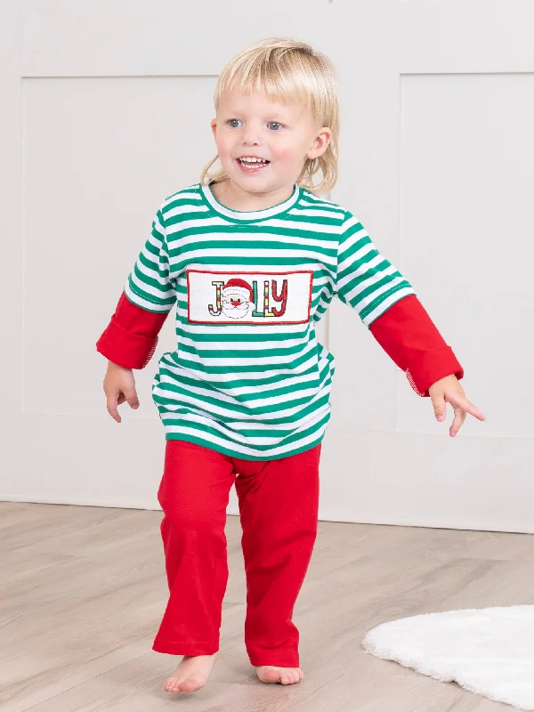 Green Stripe Jolly Santa Outfit - Restocked!