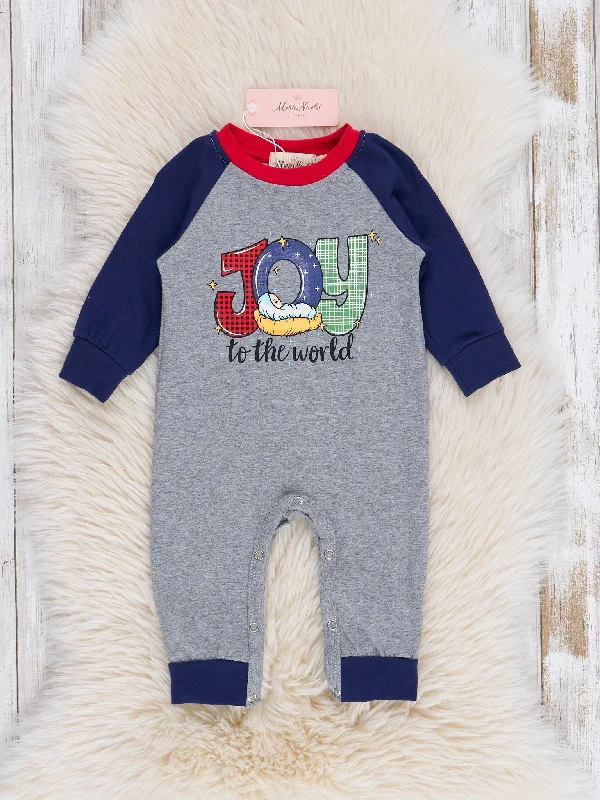 Grey & Blue "Joy" Raglan Romper