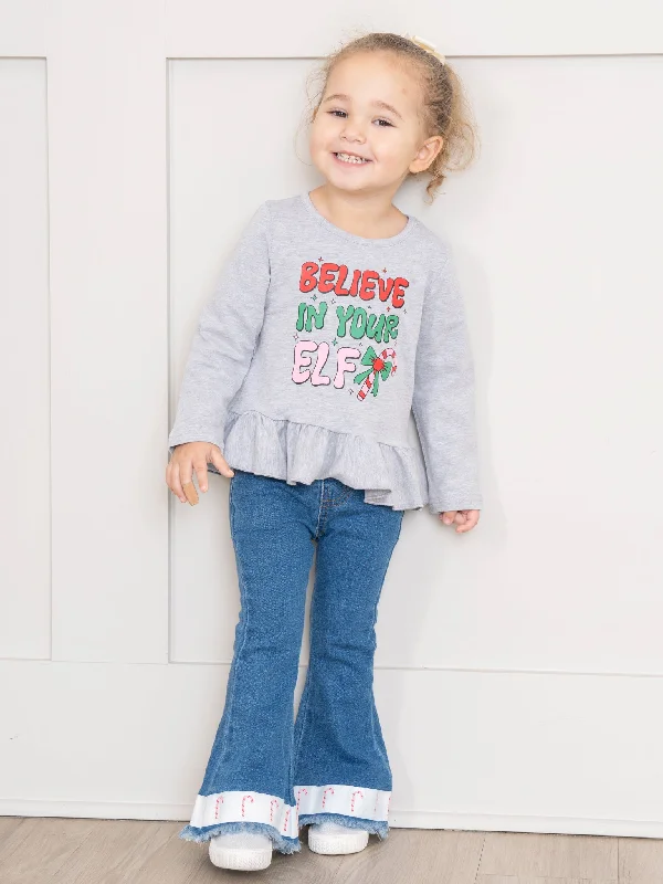 Grey Elf Denim Bell Bottoms Outfit