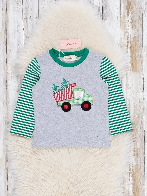 Grey & Green Striped Evergreen Raglan Shirt