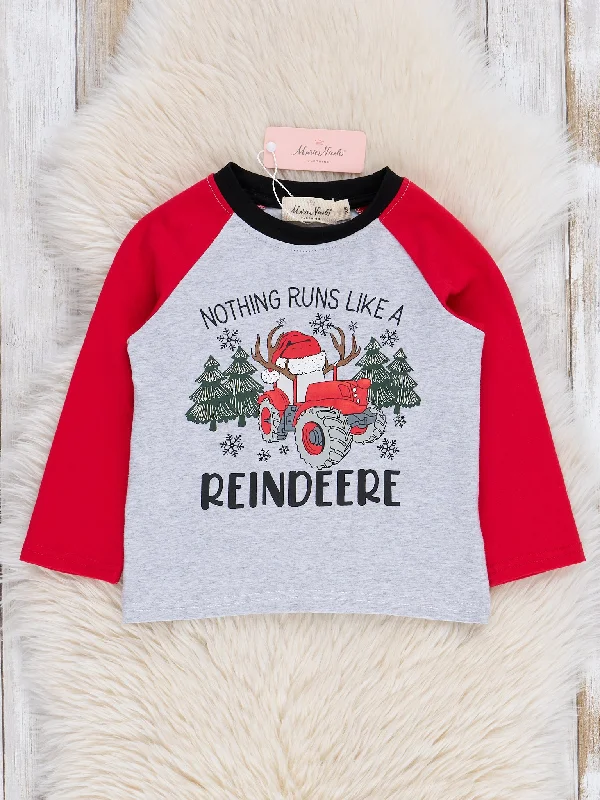 Grey "Nothing Runs Like a Reindeere" Raglan Shirt